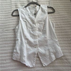 Magaschoni Cream Sleeveless Button-Up Blouse